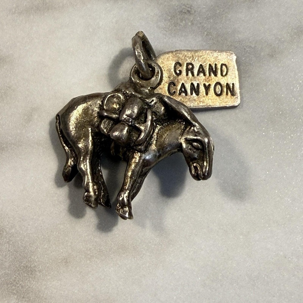 Sterling Silver 3D Pack Mule Donkey Shovel Ax Prospector Grand Canyon Charm Vtg